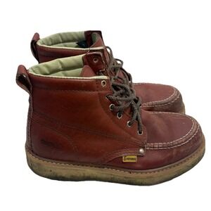 Guepardo Men's Moc Toe Boots Brown Size 8.5 D Made in USA Soft Toe